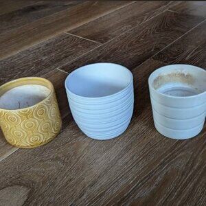 Assorted Ceramic Planters Small and Medium Geometric Textured Modern